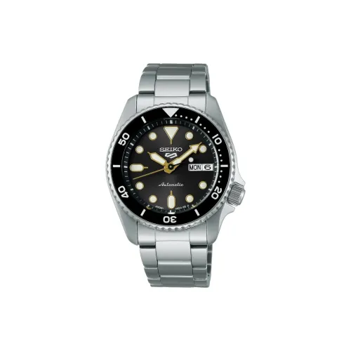 SEIKO Series 5 Автоматический Механический Механизм Нержавеющая Сталь Ремешок Часы 38 мм Женские Часы Черный Циферблат