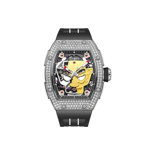 HaofaTourbillon Автоматический Механический Механизм Резиновый Ремешок Часы Мужские Часы С Черепным Циферблатом