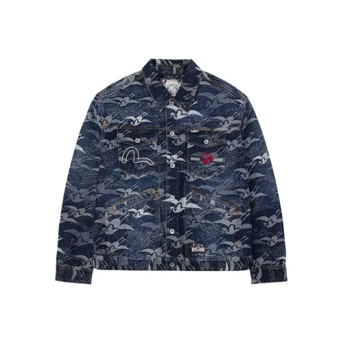 EVISU Джинсовый синий Мужской Джинсовые куртки