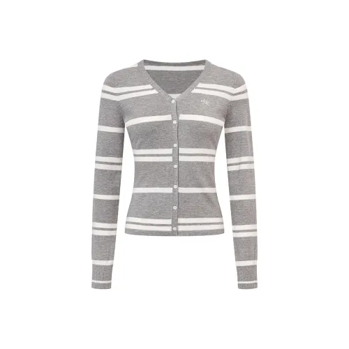 Ariseism V-образный вырез Трикотажная ткань Кардиган Женские AUTUMN Облегающий крой Топ Женские