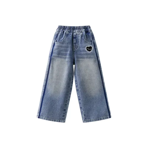 FAIRWHALE Цветовой блок Мода Джинсы с широкими штанинами 1 упаковка Детские