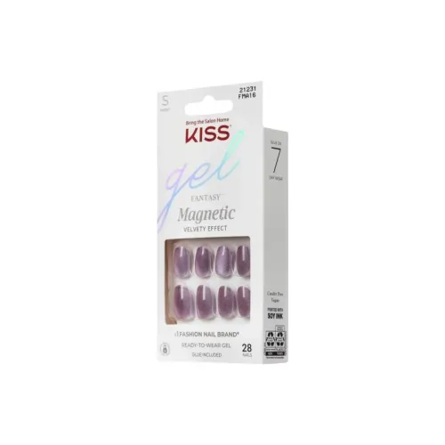KISS NEW YORK Velvet Spark False Nail Oval Purple Solid Color Shimmer