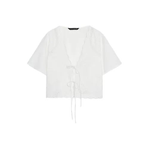 ZARA Морозный Белый Женские Рубашки