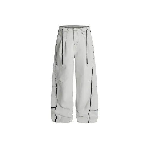 WAYHWEI Серый Белый Унисекс Джинсы