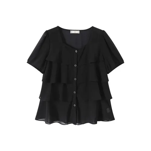 YUNFEIXIU Рубашка Casual Fashion Большой размер Уменьшение Свободный крой Универсальный Корейский стиль Круглый вырез Топ Лето Женские