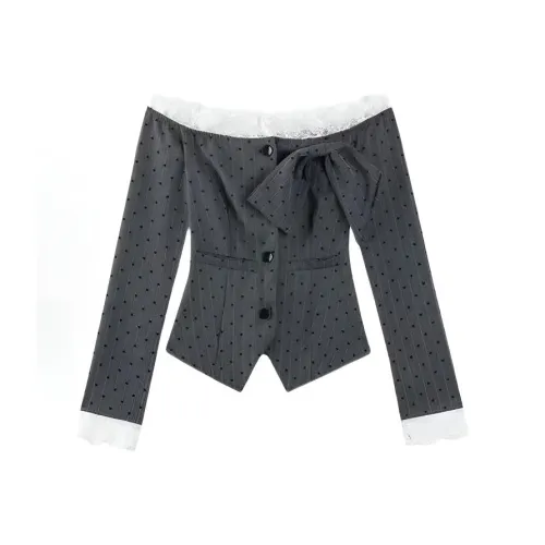 SNZX Серый Кружево Пэчворк Рубашка Женская Рубашка