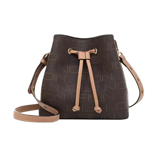 FION Искусственная кожа ведрообразная сумка маленькая сумка сумка через плечо сумка через плечо женская кофейный и верблюжий кофейный и бордовый