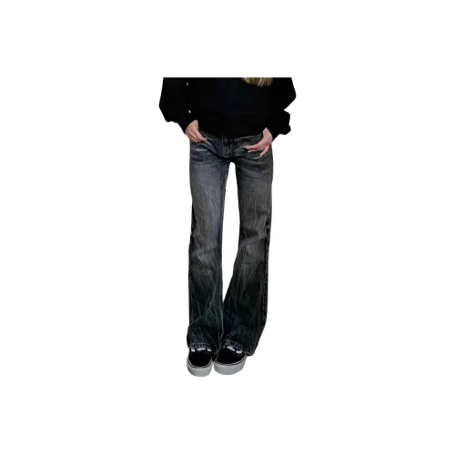 MUCCHIC Глубокий черный цвет Женские Джинсы