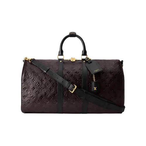 LOUIS VUITTON Keepall Тисненая коровья кожа сумка через плечо дорожная сумка сумка для женщин цвет махагони коричневый
