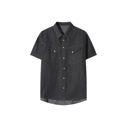 BISHE Черный Серый Цвет Мужская Рубашка