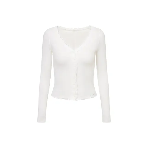 Ariseism Обычный V-образный вырез кружево длинный рукав рубашка для женщин осенний облегающий крой топ для женщин