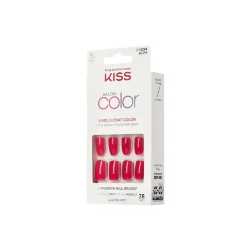 KISS NEW YORK Салон Цвет Real False Nail Короткий Квадрат Красный Однотонный Милый