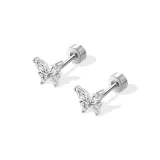 Серьги "Бабочка" белого цвета