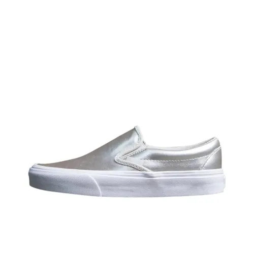 Vans CLASSIC Slip-On Скейтборд Кроссовки Мужские Металлический Серебристый
