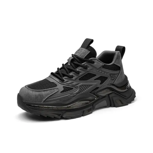 JEEP SPIRIT Black Myth Устойчивый к истиранию Дышащий Увеличивающий высоту Низкий Топ Кроссовки с толстой подошвой Мужские