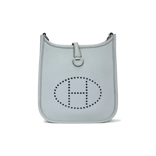 HERMES Evelyne Коровья кожа Сумка через плечо Сумка на плечо Мини Женский Святой Грааль Синий и Олово Серый