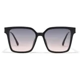 Ярко-черная оправа, серый верх, розовый низ, линзы