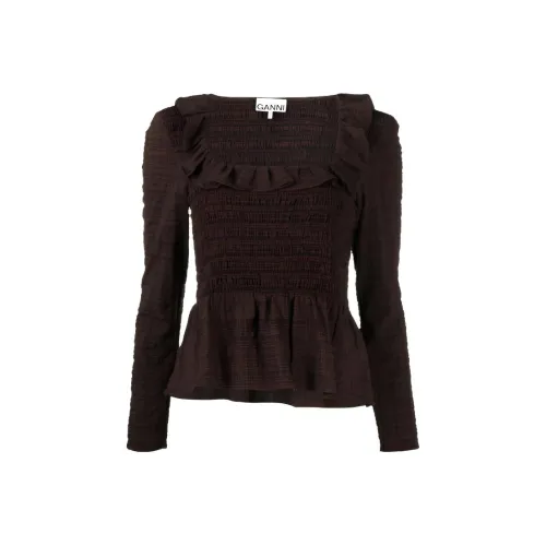 GANNI Коричневые Женские Рубашки