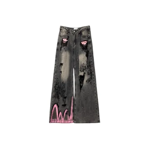 ARIADNAW STUDIO Черный Серый Цвет Женские Джинсы