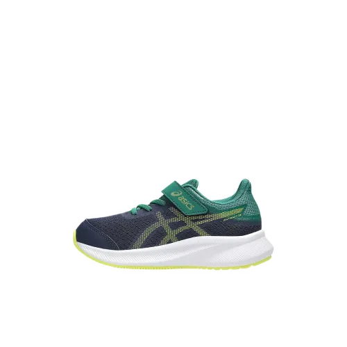 ASICS Patriot 13 Износостойкие детские беговые кроссовки Черный Зеленый Малыш