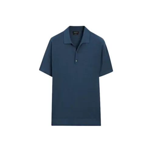 Massimo Dutti Выстиранное Синее Мужское Поло