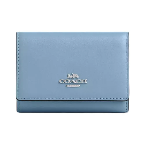 COACH Micro Телячья кожа Кошелек Мини Женский Светло-синий