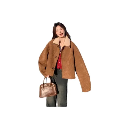 GOSNACE Кофе Двусторонний Женское Короткое Пальто