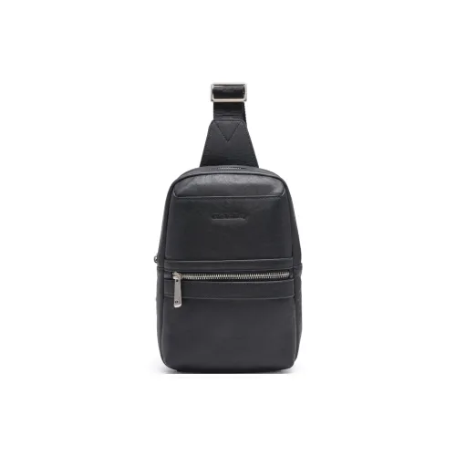 CHRISDIEN DENY Коровья кожа Sling Сумка Стандартная Мужская Черная