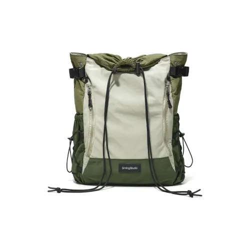 SMTING STUDIO Nylon Backpack Standard Unisex Pine Green Tea White