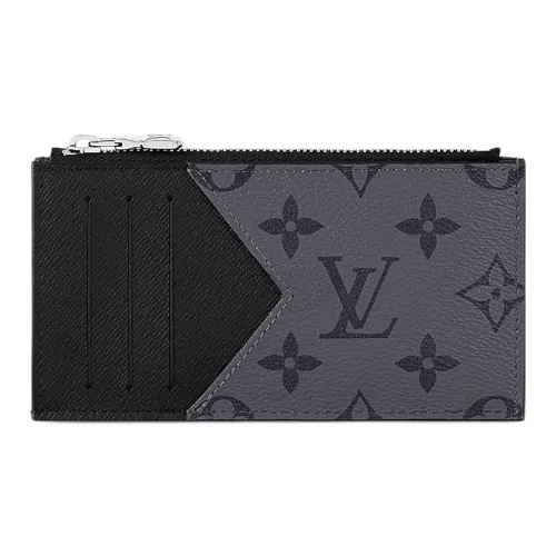LOUIS VUITTON Покрытый холст с кожаными вставками цветовая схема держатель для карт мужской черный серый