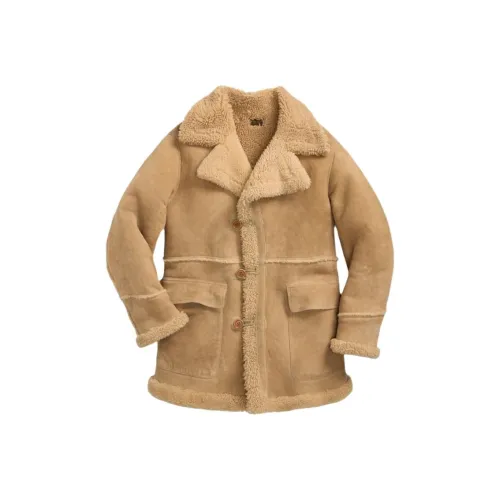 DOUBLE RL FW24 Кожа Куртка Мужская Винтаж Кремовая