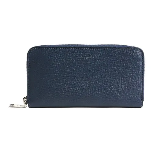 COACH Аккордеонный кошелек из кожаной ткани клатч кошелек маленький мужской синий