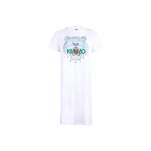 KENZO Белое Женское Короткое Платье с Рукавами
