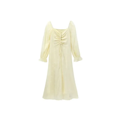 MISHOW Абрикос Женские Длинные Платья с Длинными Рукавами