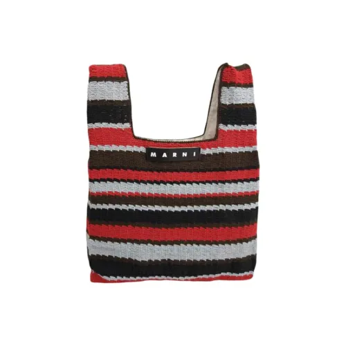 MARNI Акриловая хлопковая сумка-тоут сумка для покупок сумка женская коричневый синий и красный