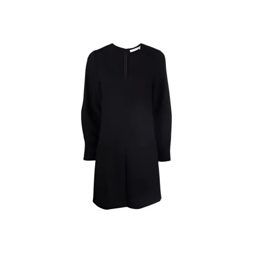 See By Chloe Черное Женское Длинное Платье с Длинными Рукавами