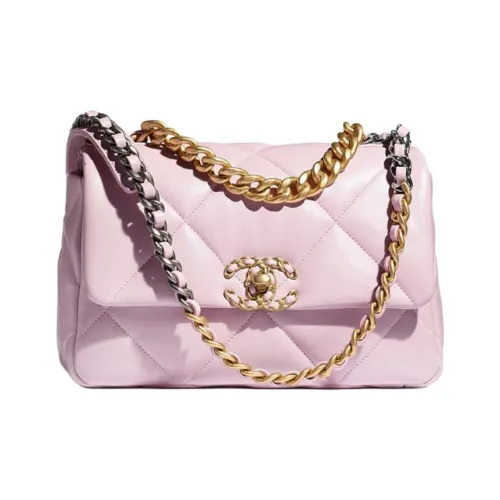 CHANEL 19Bag Lambskin Flap Bag Crossbody Bag Women's Light Pink Red