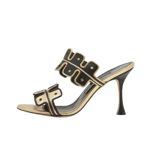 MANOLO BLAHNIK Слипоны 9 см Женские Золотые
