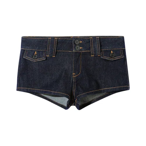 Ouyang Темно-синие женские джинсовые шорты
