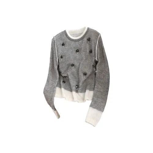 Cypress House Светло-серый и Белый Женские Свитера