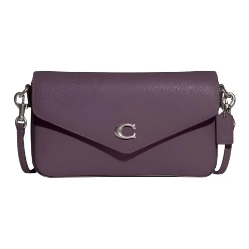 COACH Wyn Коровья кожа Спилок Конверт Сумка через плечо Маленькая Женская Темно-фиолетовая