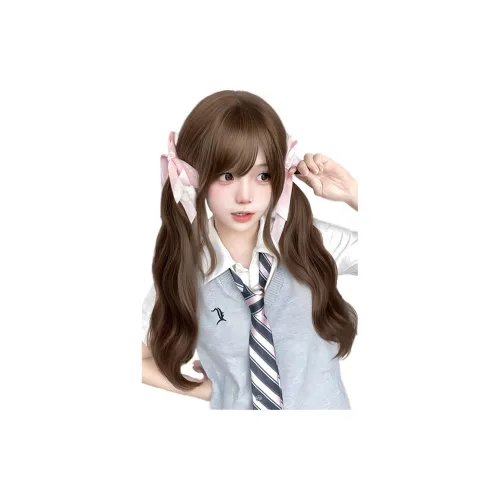 Перука Northward Incline для женских сладкий стиль тонкие челки повседневная большая волна Lolita Double Ponytail длинный кудрявые волосы