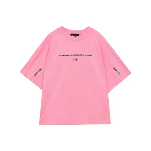 SUNTOMORROW T-рубашка 2025 Летняя одежда Розово-красная Чисто белая Подростки