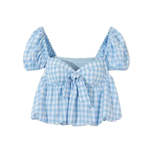 Ouyang Кремово-голубые Женские Рубашки