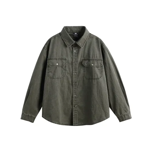 UNDOMAZE Весенний и Осенний Рабочая Одежда Длинный Рукав Рубашка Свободного Кроя Мужская