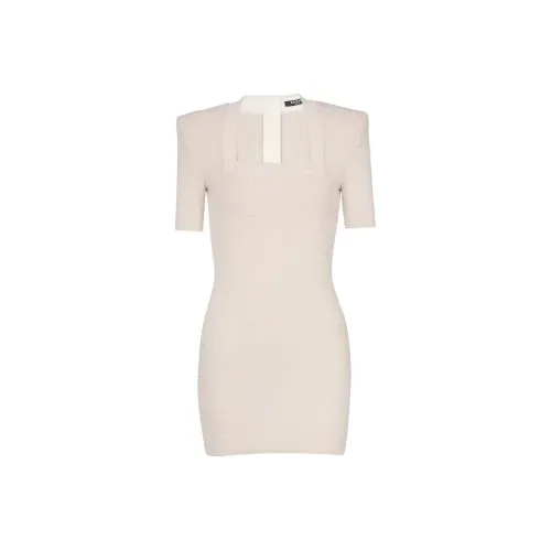 BALMAIN Короткое платье с короткими рукавами женское розовое