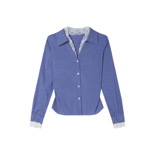 LOUISY AO Синие Белые Полосатые Рубашки Женские