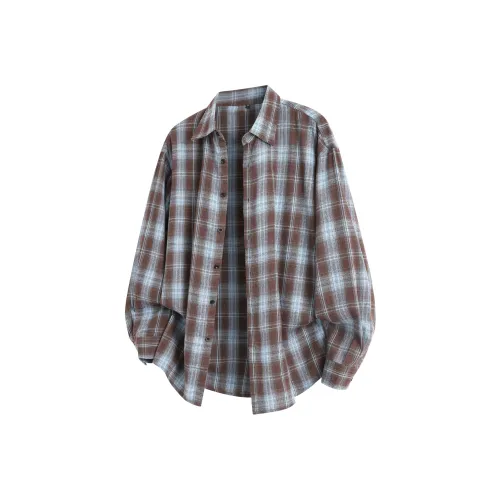 PASOK Клетка Cityboy Длинный рукав Рубашка с асимметричным низом Унисекс