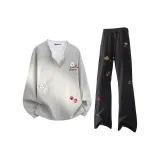 Фотиния Серый Поло + Черные Повседневные Штаны