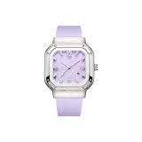 Фиолетовый циферблат, белый корпус, фиолетовый ремешок